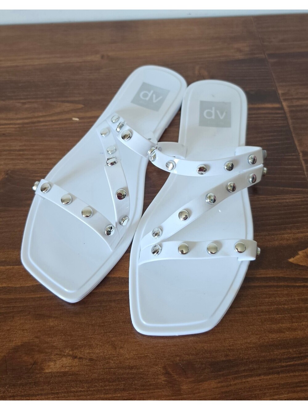 DV Dolce Vita White Studded Jelly Slide Sandals Size 6, 306